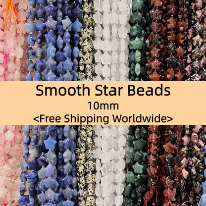 Round Smooth Star Beads 10mm Quartz/Jasper/Agate/Crystal
