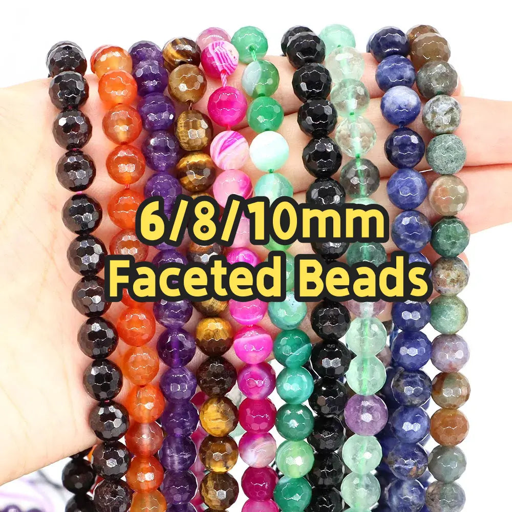 Round Faceted Beads Crystal/Quartz/Jasper/Agate 6mm 8mm 10mm