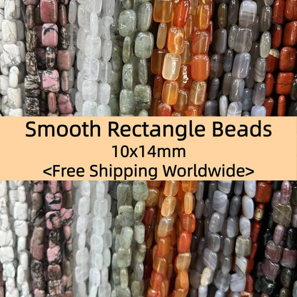 Smooth Rectangle Beads 10x14mm Quartz/Jasper/Agate/Crystal