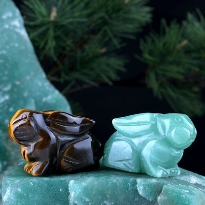 Rabbit Statue Hand Carved Animal Figurine