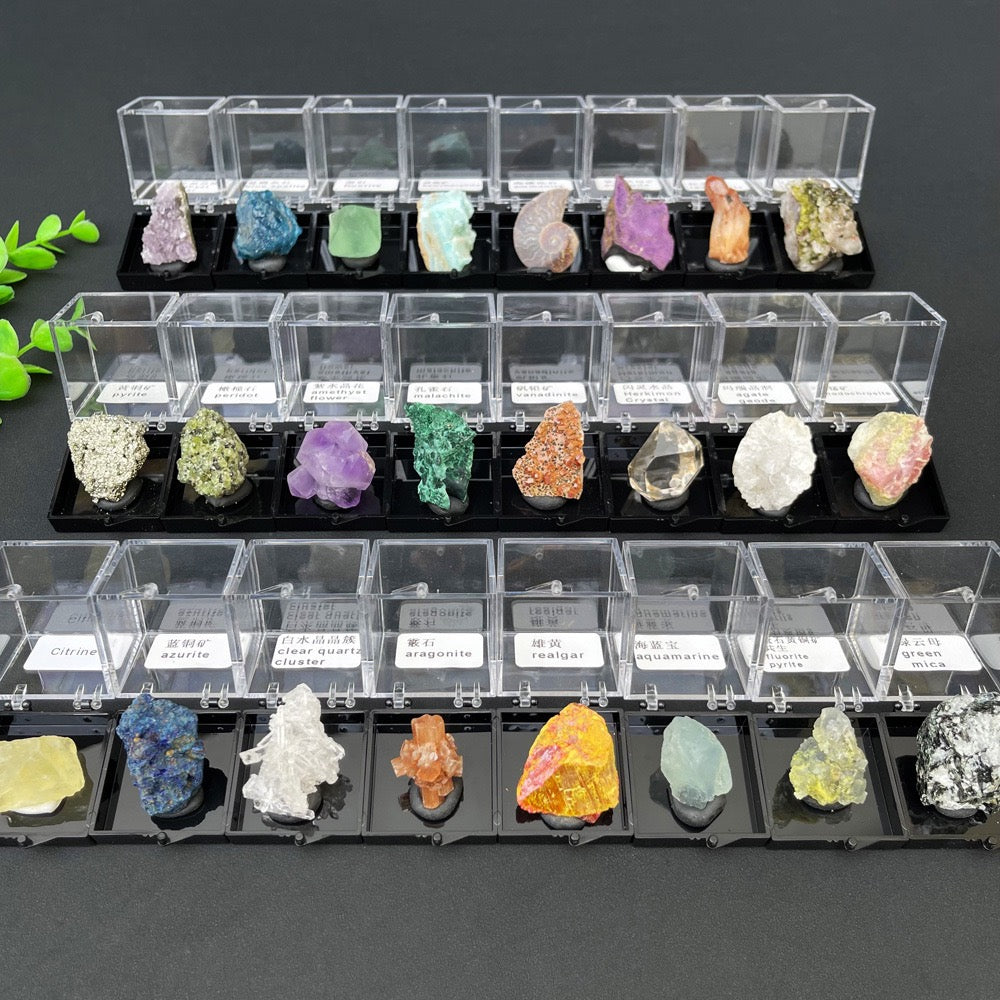 Micro Mineral Box Raw Crystal GemstoneCollection Box