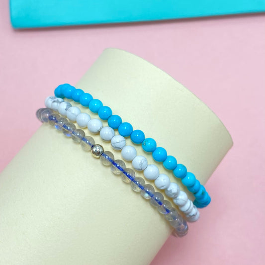 Triple Strand Turquoise Improve Sleep Crystal Bracelet