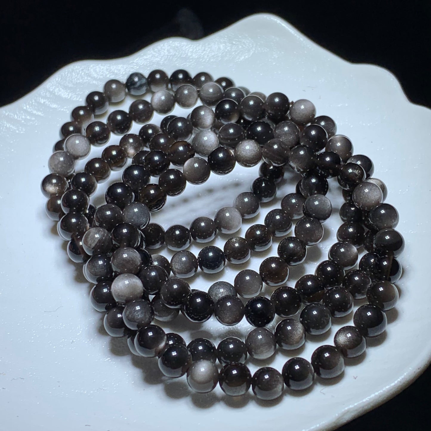 Silver obsidian bracelet