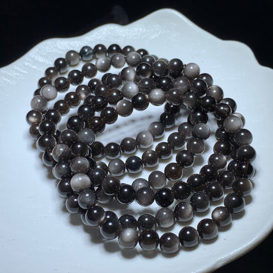 Silver obsidian bracelet