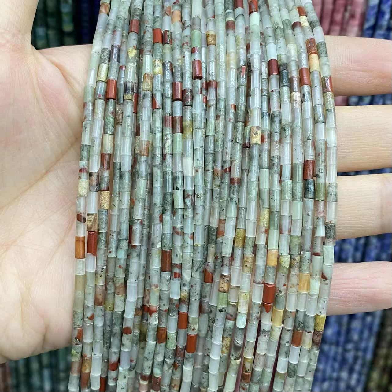 Cylindrical Tube Beads 2x4mm Quartz/Jasper/Agate/Crystal