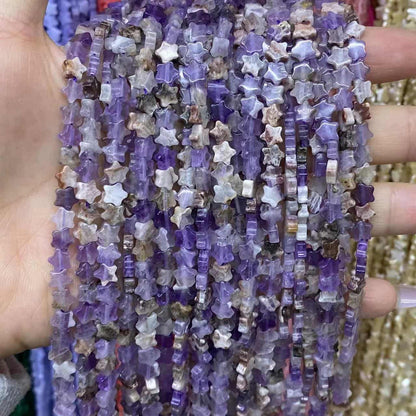 Flat Star Beads 6mm Quartz/Jasper/Agate/Crystal