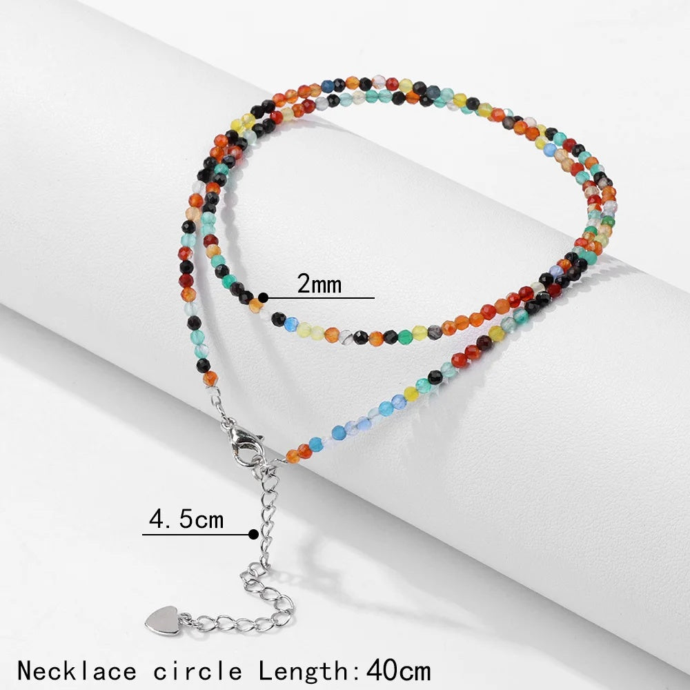 2mm Shining Beads Stone Necklace Choker Jewelry