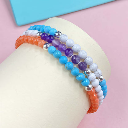 Triple Coral Crystal Bracelet for Focus and Concentration