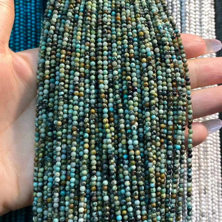 African Turquoise Tiny Smooth Round Beads 2mm 3mm 4mm