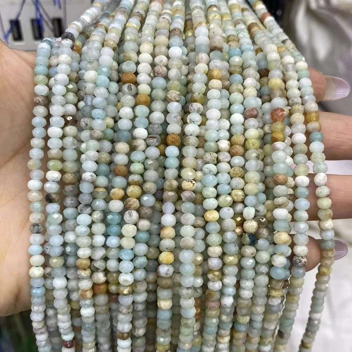 Faceted Rondelle Amazonite Beads