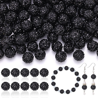 100pcs 10mm Rhinestone Beads Shiny Round Disco Ball Beads Bulk, Sparkle Crystal Clay