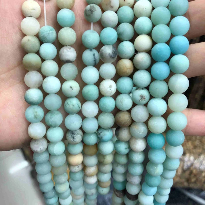 Matted Round Amazonite Beads