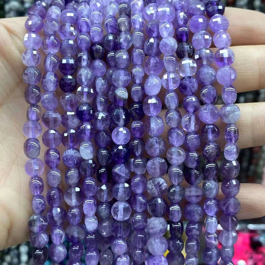 Coin Shape Amethyst Beads