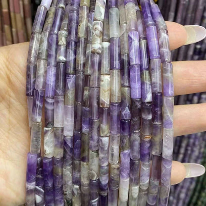 Tube Shape Amethyst Beads