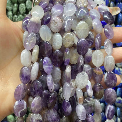 Smooth Flat Oval Beads 10x14mm Quartz/Jasper/Agate/Crystal