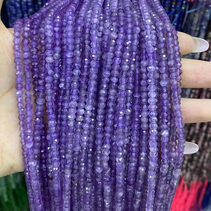 Faceted Rondelle Amethyst Beads