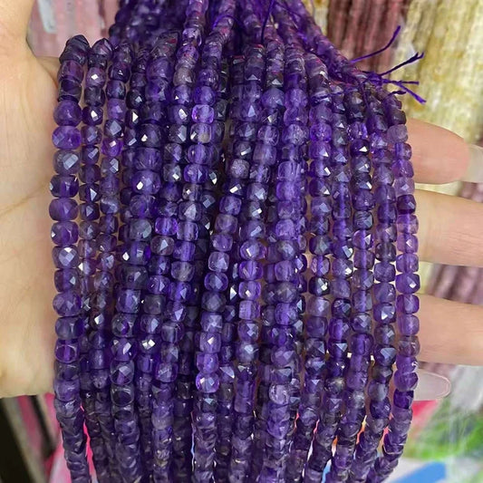 Cube Shape Amethyst Beads