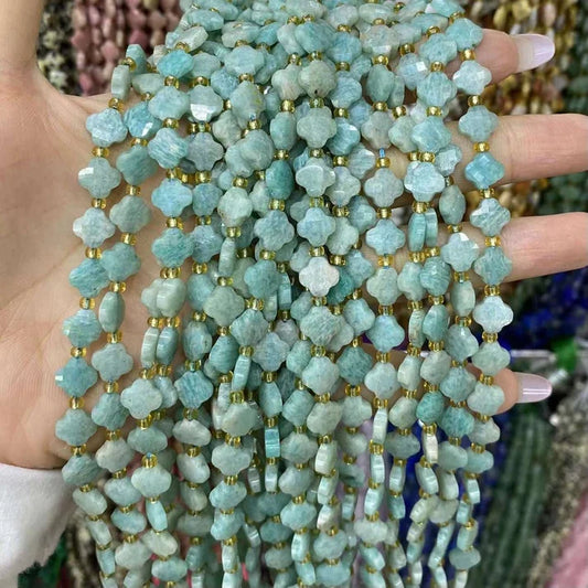 Leaf Clover Shape Amazonite Beads
