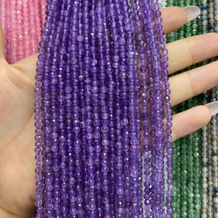 2mm 3mm 4mm Faceted Round Amethyst Beads