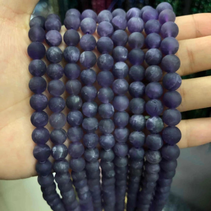 Matted Round Amethyst Beads