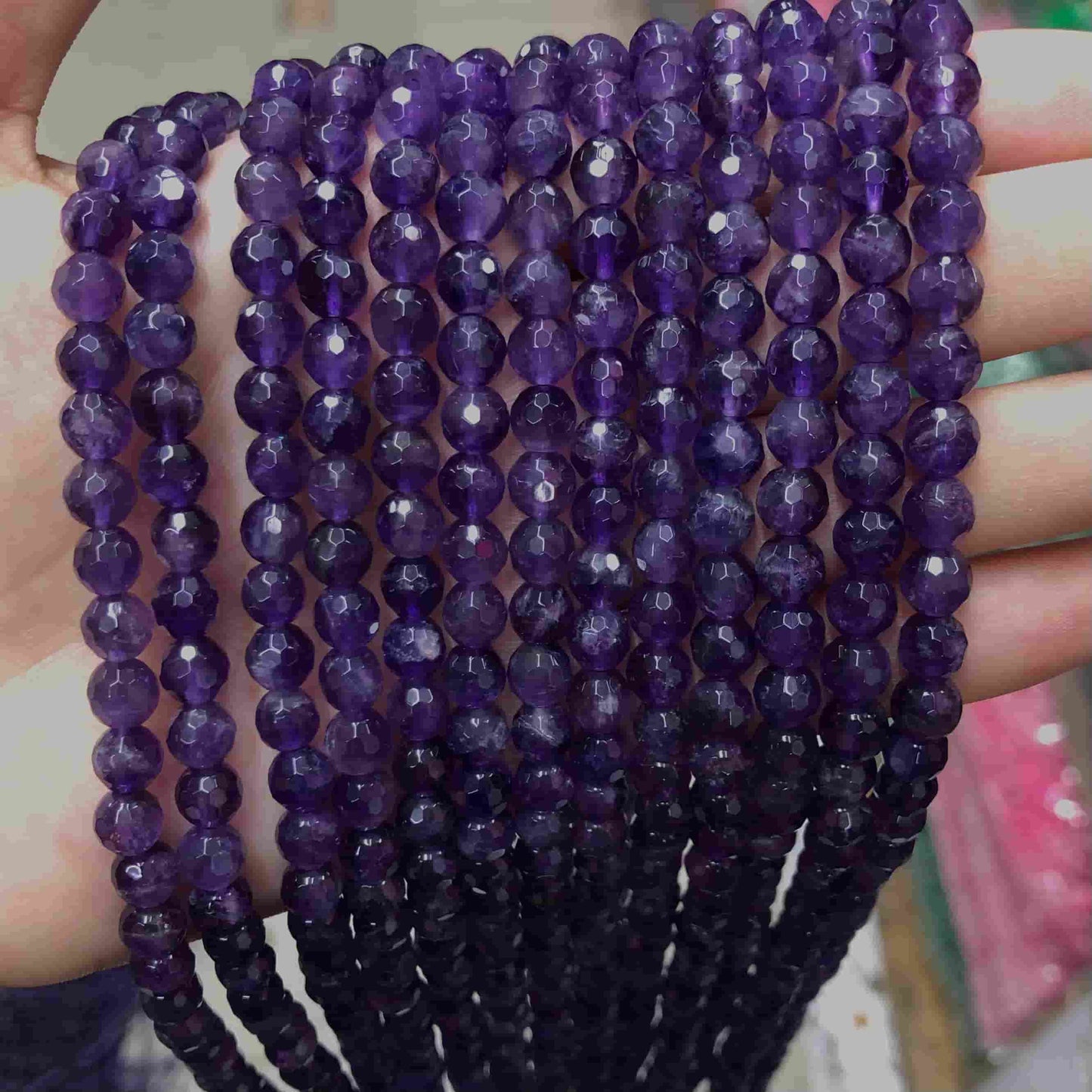 Round Faceted Beads Crystal/Quartz/Jasper/Agate 6mm 8mm 10mm