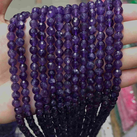Faceted Round Amethyst Beads