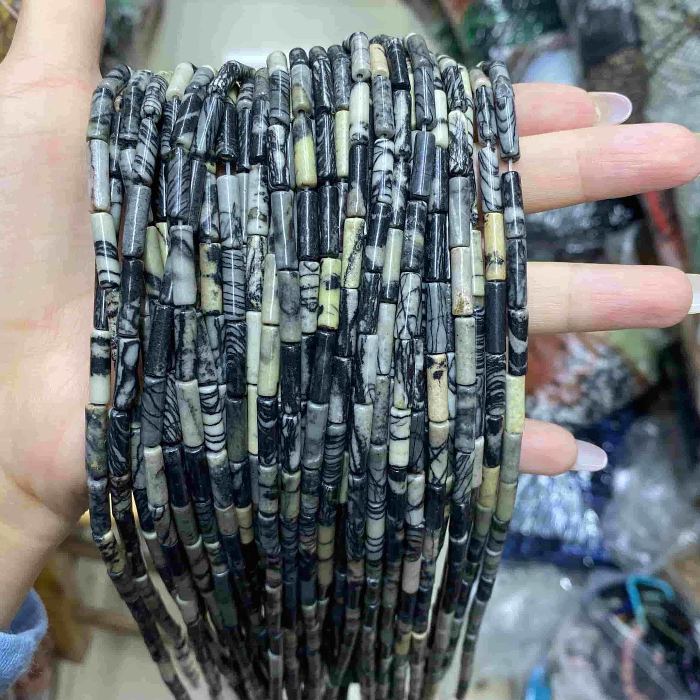 Cylindrical Tube Beads 4x13mm Quartz/Jasper/Agate/Crystal