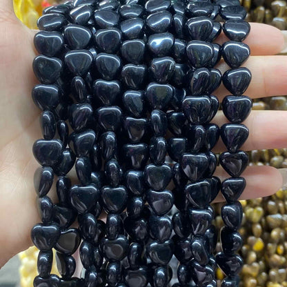 Smooth Heart Shape Beads 10mm/15mm Quartz/Jasper/Agate/Crystal