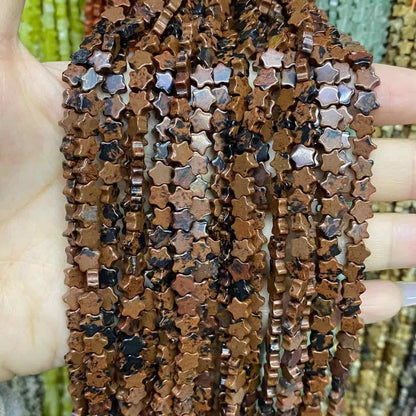 Flat Star Beads 6mm Quartz/Jasper/Agate/Crystal