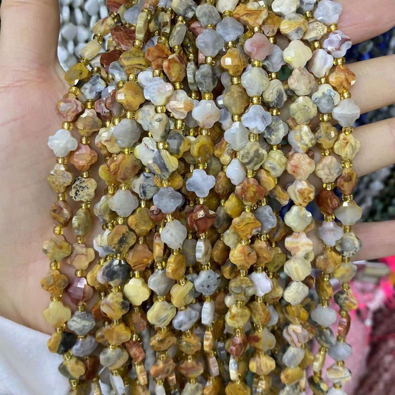 Leaf Clover Beads 8mm Quartz/Jasper/Agate/Crystal