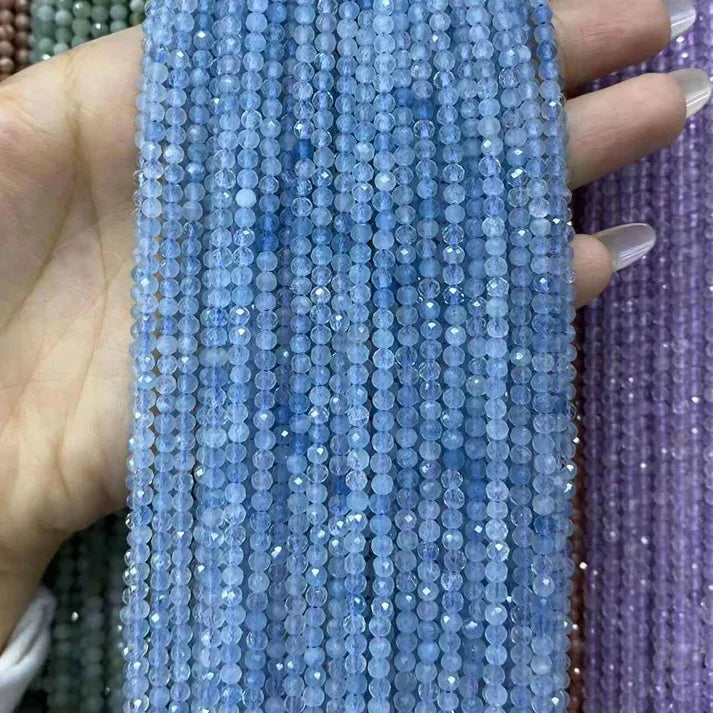Aquamarine Tiny Faceted Round Beads 2mm 3mm 4mm