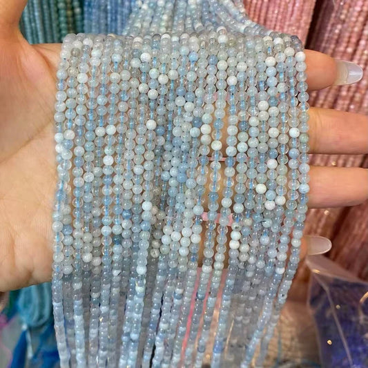 Aquamarine Tiny Smooth Round Beads 2mm 3mm 4mm