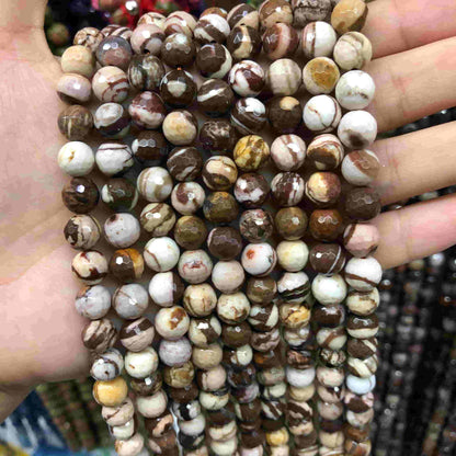 Round Faceted Beads Crystal/Quartz/Jasper/Agate 6mm 8mm 10mm