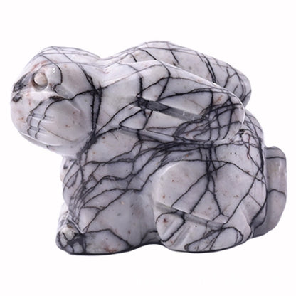 Rabbit Statue Hand Carved Animal Figurine