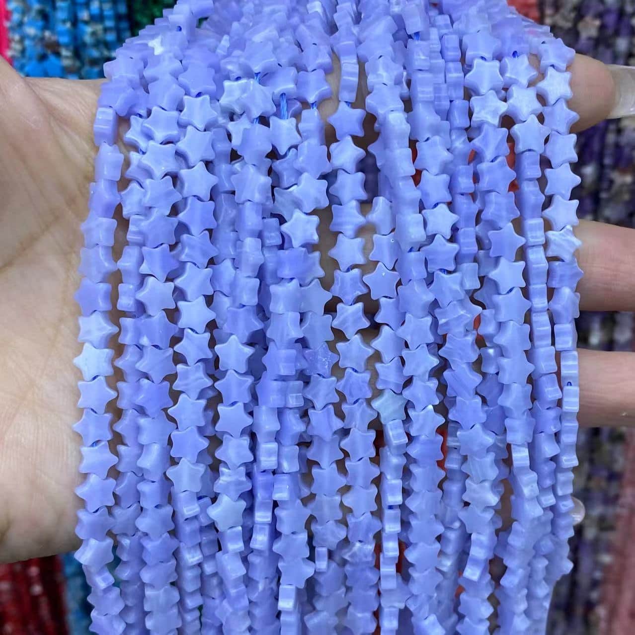 Flat Star Beads 6mm Quartz/Jasper/Agate/Crystal