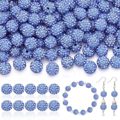 100pcs 10mm Rhinestone Beads Shiny Round Disco Ball Beads Bulk, Sparkle Crystal Clay