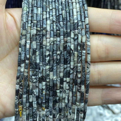 Cylindrical Tube Beads 2x4mm Quartz/Jasper/Agate/Crystal