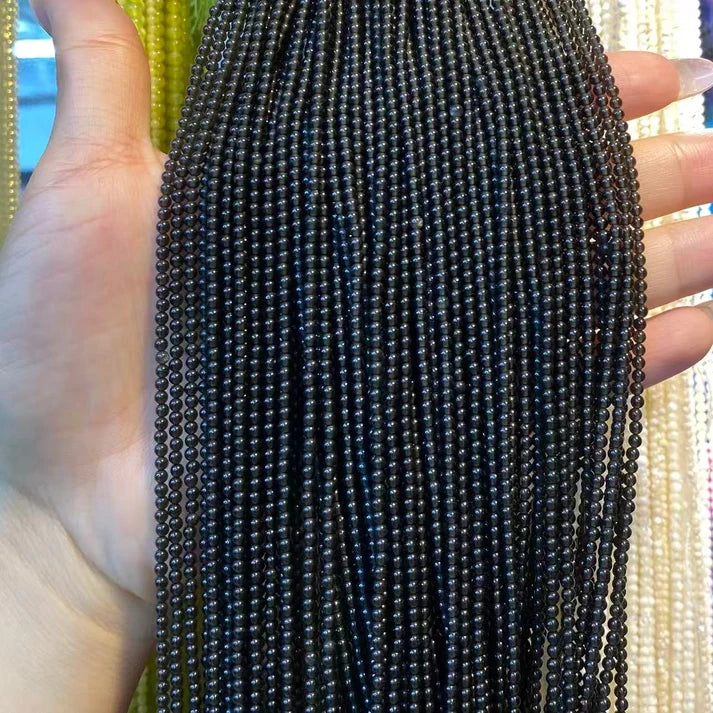 Black Obsidian Tiny Smooth Round Beads 2mm 3mm 4mm