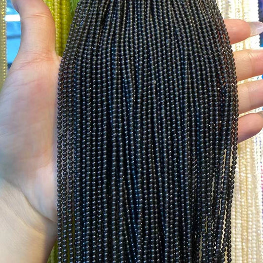 Black Obsidian Tiny Smooth Round Beads 2mm 3mm 4mm
