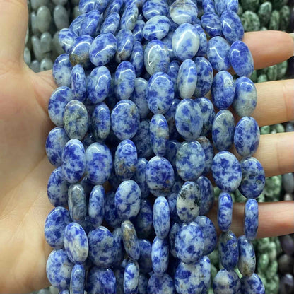 Smooth Flat Oval Beads 10x14mm Quartz/Jasper/Agate/Crystal