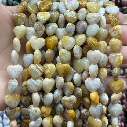 Smooth Heart Shape Beads 10mm/15mm Quartz/Jasper/Agate/Crystal