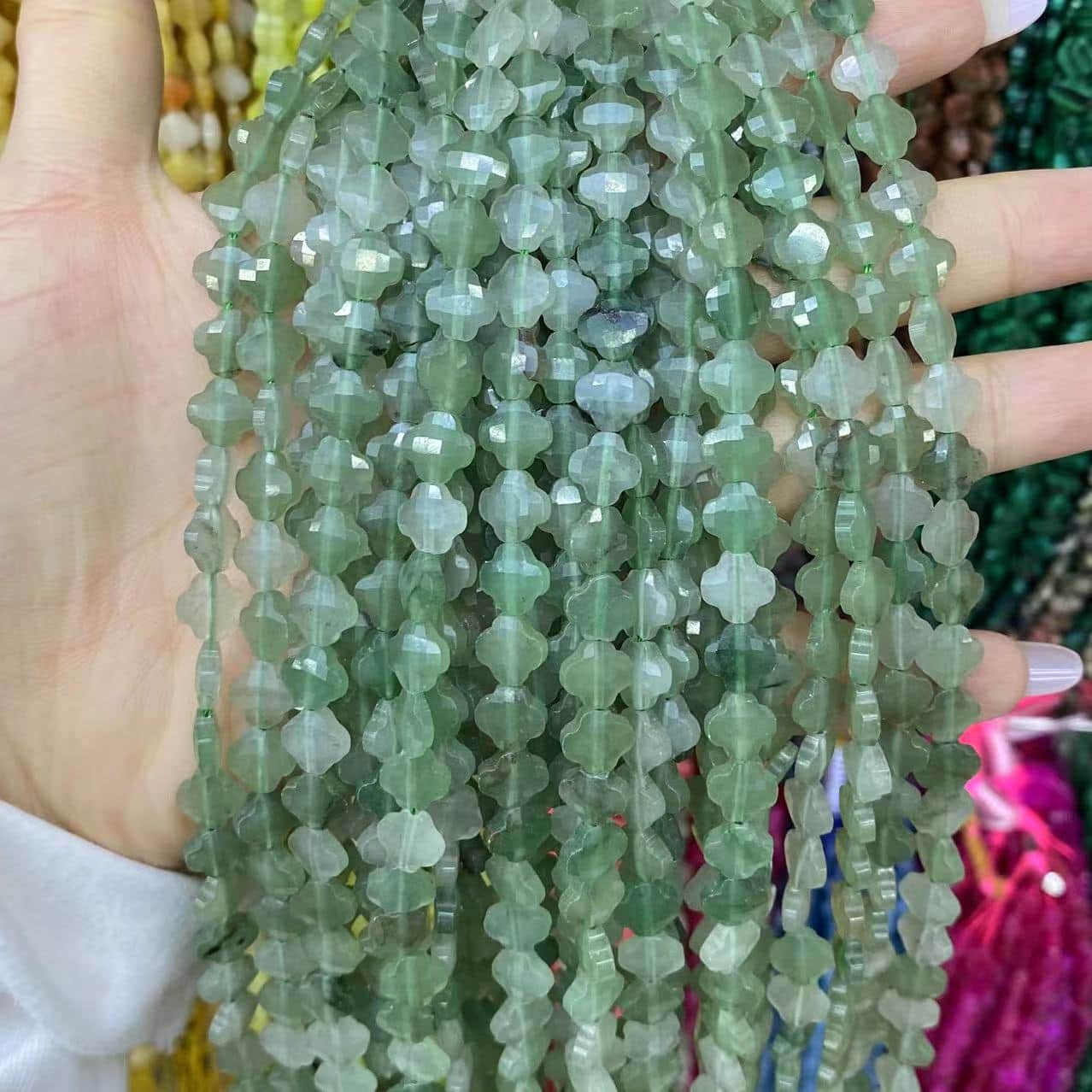 Leaf Clover Beads 8mm Quartz/Jasper/Agate/Crystal