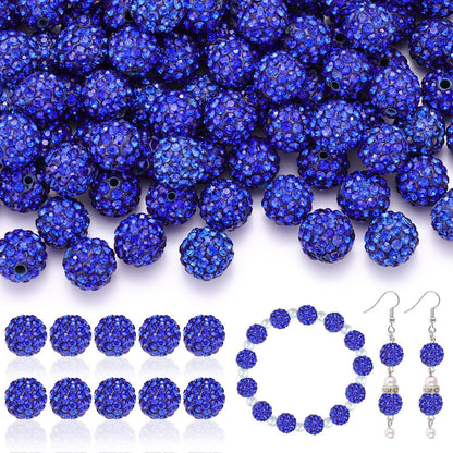 100pcs 10mm Rhinestone Beads Shiny Round Disco Ball Beads Bulk, Sparkle Crystal Clay