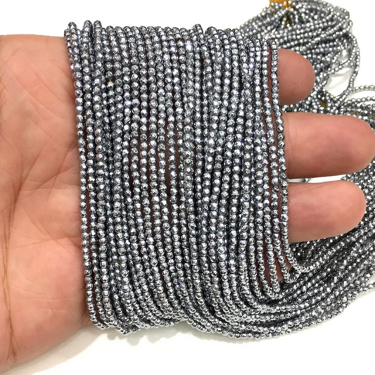 4mm Faceted Round Hematite Beads
