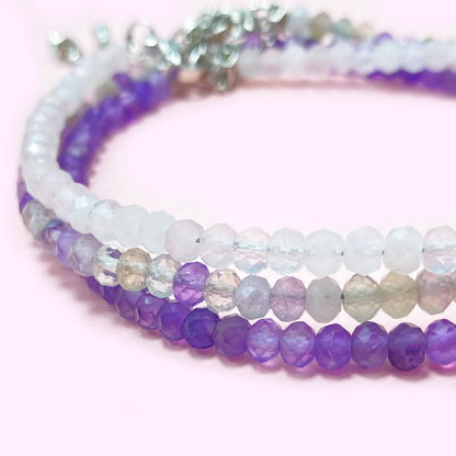 Faceted Triple Amethyst Crystal Bracelet for Love and Relationship