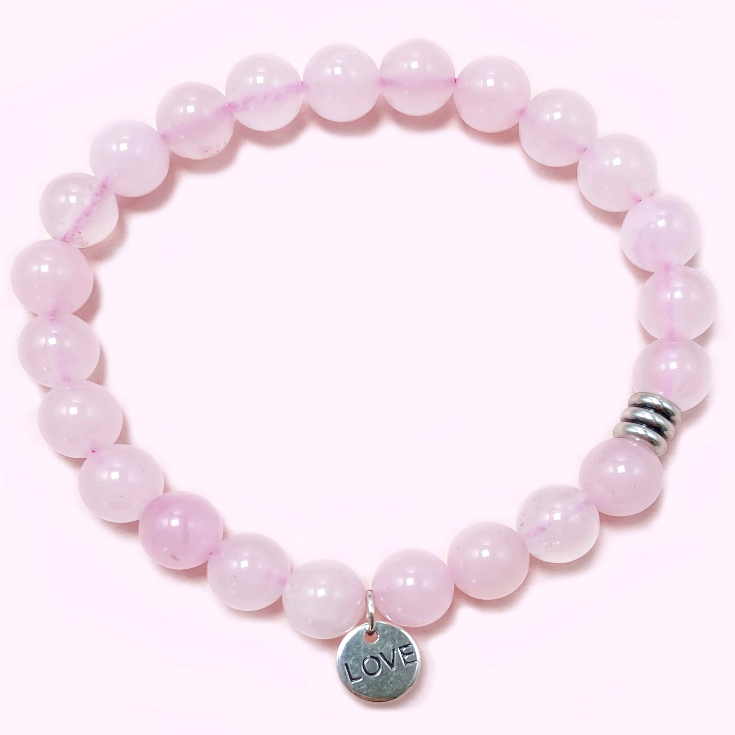 Natural Pink Rose Quartz Crystal Bracelet for Love and Relationship