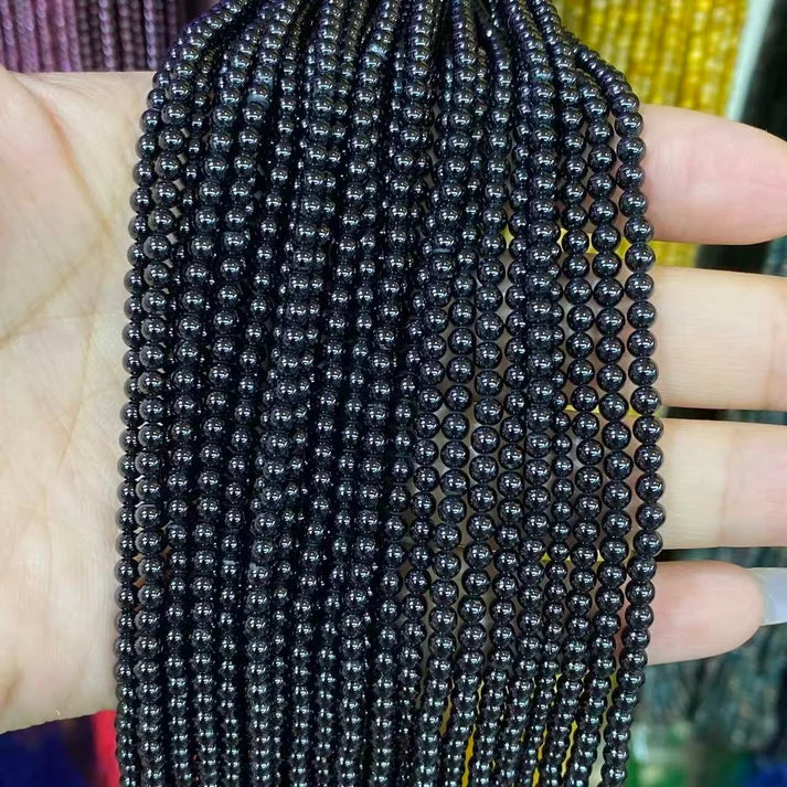 Black Spinel Tiny Smooth Round Beads 2mm 3mm 4mm