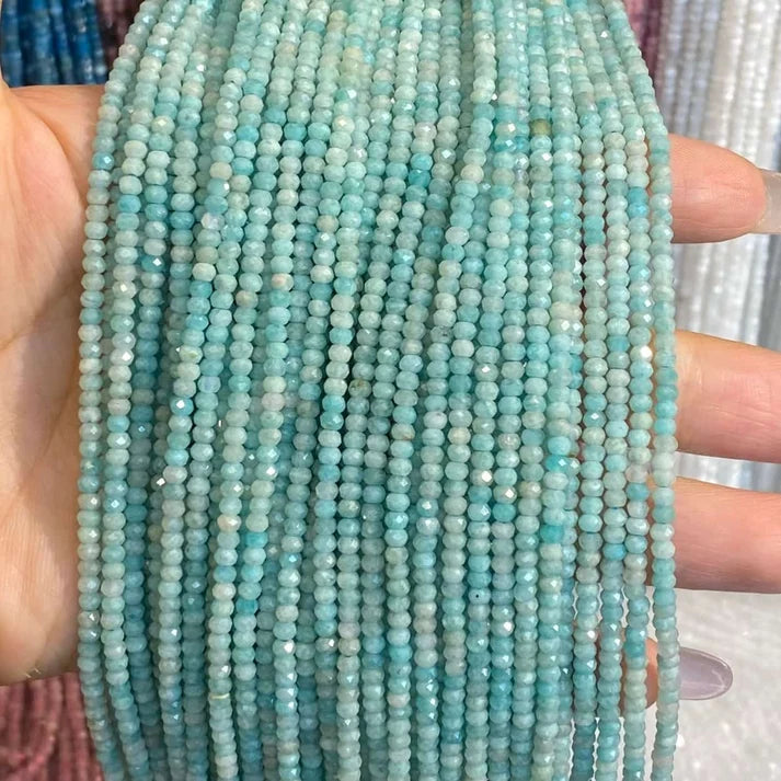 Faceted Rondelle Amazonite Beads