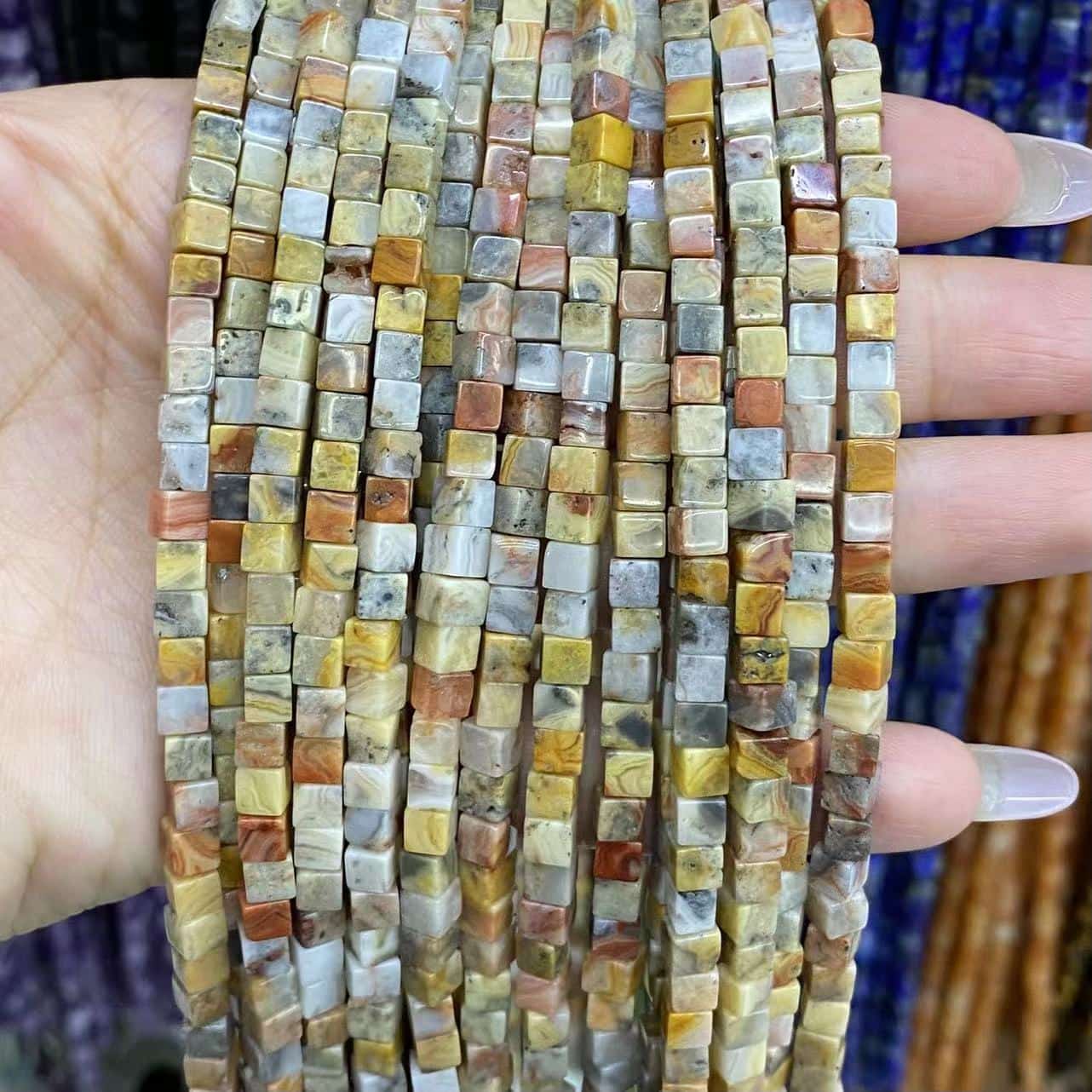 Square Cube Beads 4x4mm Quartz/Jasper/Agate/Crystal