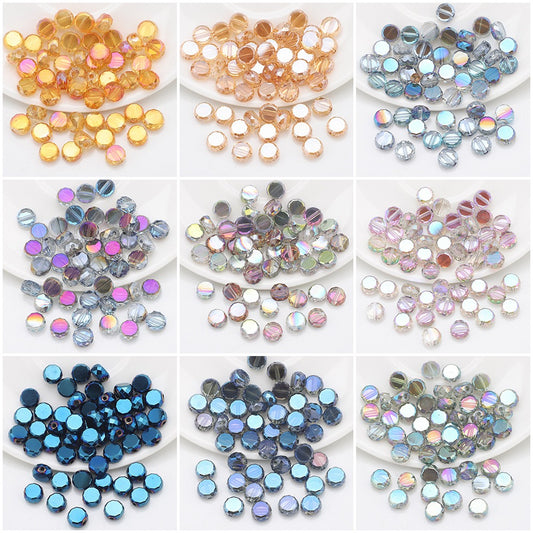 100pcs Electroplated Faceted Flat Rondelle Crystal Beads
